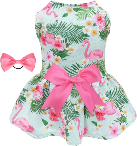 Vista 23 de CuteBone - Vestido de malla para perros, vestido de verano para cachorros, atuendo para mascotas, moda de verano para perros pequeños, niña, ropa