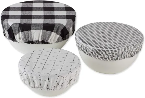 Vista 11 de DII Colección de fundas de tela reutilizables, lavables a máquina, algodón con elástico para almacenamiento de alimentos, 10.25"/8.25"/7.5" de rojo