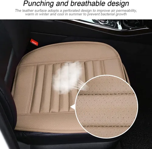 Vista 4 de 8sanlione Funda de cuero para asiento de automóvil, amortiguador/protector para asiento delantero de automóvil, transpirable, cómoda, compatible