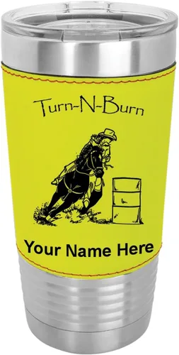 Vista 16 de LaserGram Vaso aislado al vacío de 20 onzas, Barrel Racer Turn N Burn, grabado personalizado incluido (piel sintética, gris)