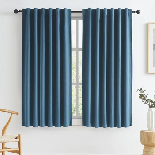 Vista 93 de KEQIAOSUOCAI - Cortinas opacas naturales de 108 pulgadas de largo, cortinas modernas con pestaña trasera, paneles plisados para sistema de cortina