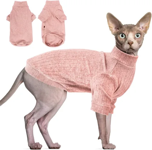 Vista 3 de Idepet Sphynx Suéter Camisa para Gatos sin Pelo Gatitos Ropa Suave para Cachorros Pullover Pijamas Lindas para Gatos Mono de Algodón Vestimenta