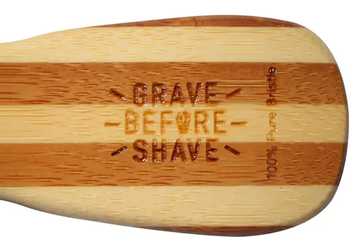 Vista 3 de Grave Before Shave Cepillo para barba para hombre con cerdas de jabalí 100% y mango de madera de bambú