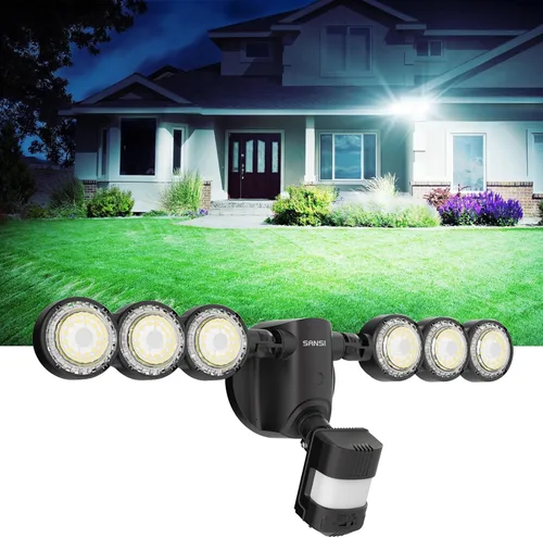 Vista 13 de SANSI 55W luces de exterior con sensor de movimiento 7000LM luces de seguridad LED súper brillantes, luz de inundación de 5000K de atardecer al