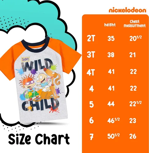 Vista 6 de Nickelodeon Spongebob or Rugrats 3 Pack Boy's Graphic Tees, Cute Short Sleeve T-Shirts for Boys Pack of 3