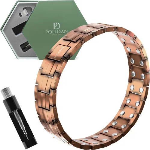 Vista 10 de Pulsera de Cobre 6200 Gauss Power Pulsera para Hombres 99.99% Cobre Puro Pulseras Magnéticas para Hombres con Ajuste Ajustable y Herramienta