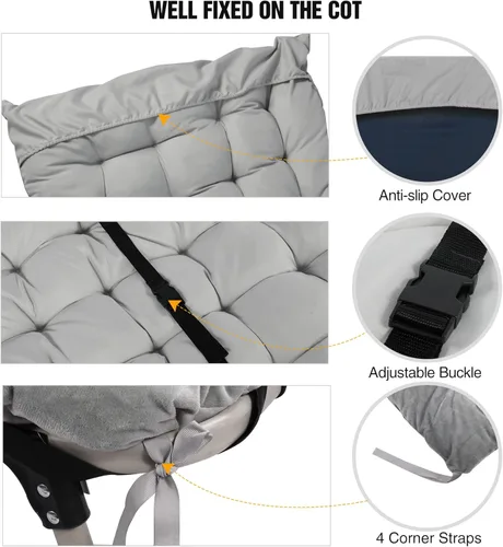 Vista 3 de REDCAMP Folding Cot Pads for Sleeping Extra Thick, Soft Comfortable Velvet & Corduroy Cotton Camping Cot Mattress Pad for Backpacking Hiking, Black