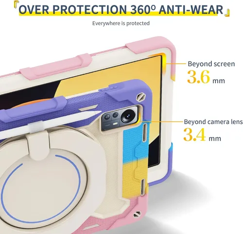 Vista 3 de Funda de silicona para tablet Xiaomi Mi Pad 5 Pro de 12.4 pulgadas, a prueba de golpes con soporte para lápices, correa para el hombro, soporte