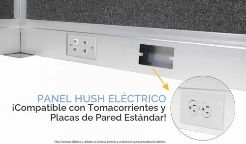 Vista 2 de Versare Cubículo eléctrico de panel silencioso preconfigurado Paredes divisoras de estación de trabajo Paneles de privacidad para cubículos Gris