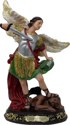 Vista 2 de Juego de 3 figuras religiosas de resina Arcangel Miguel, Arcangel Rafael, Arcangel Gabriel