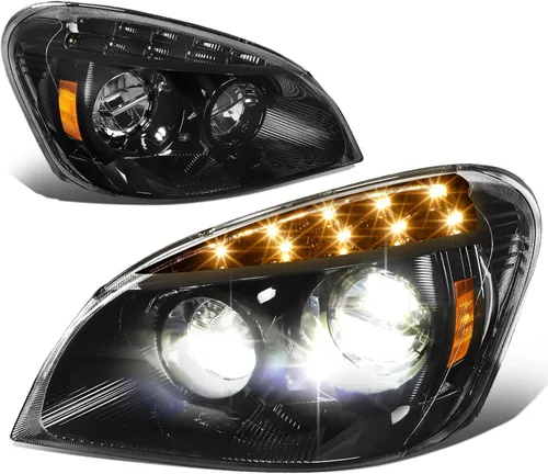 Vista 10 de DNA MOTORING Par de faros LED compatibles con Freightliner Cascadia 18-24, luces de señal de giro ámbar, negro, HL-HAY-060-BK