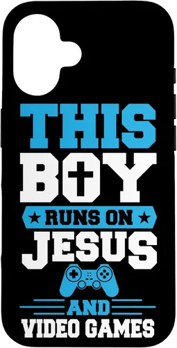 This Boy Runs On Jesus And Video Games Christian Gamer Case for iPhone 16