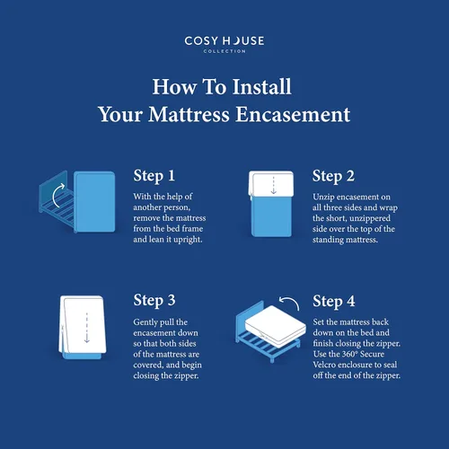 Vista 8 de Cosy House Collection Funda de colchón de lujo con cremallera, artículos esenciales para dormitorio universitario, 100% impermeable, rayón derivado