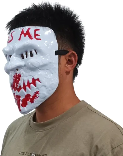 Vista 2 de Máscara de PVC con diseño de asesino de terror de PVC para disfraz de fiesta de Halloween