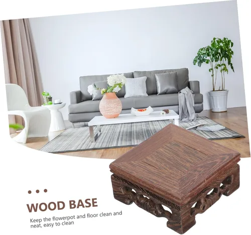Vista 6 de IMIKEYA Base de maceta de madera, soporte de exhibición chino, decoración para el hogar, soporte de esferas de madera, estante de plantas, soporte