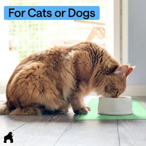 Vista 9 de GORILLA GRIP - Tapete de silicona 100% impermeable con bordes elevados sin BPA para mascotas, tapetes para alimentos de perros y gatos que contienen