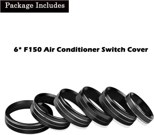 Vista 5 de Cubierta de aluminio para interruptor de aire acondicionado, perilla de consola central compatible con Ford F150 XLT, accesorios 2015-2019, 6 Negro