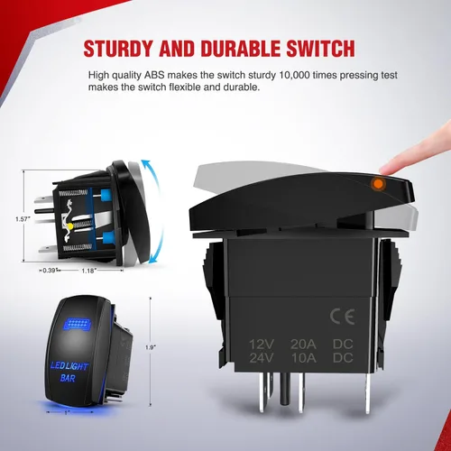 Vista 4 de Barra de luz LED Nilight. arnés de cableado, kit de 12 V, interruptor basculante, láser de 5 pines, interruptor de encendido y apagado impermeable