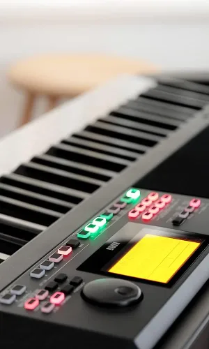 Vista 6 de Korg Paquete de piano digital XE20 con soporte ajustable, banco, fuente de alimentación, pedal amortiguador, cubierta de teclado, libro
