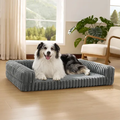 Vista 27 de Bedsure - Cama ortopédica para perros pequeños, cama impermeable de espuma viscoelástica con lados, sofá de espuma de nido de abeja para perros
