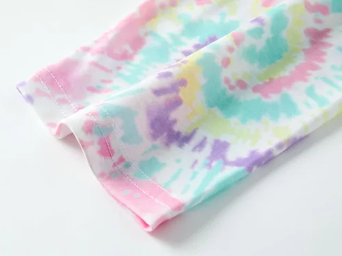 Vista 6 de Tebbis Conjunto de pijama de 2 piezas para niñas adolescentes con diseño de teñido anudado en espiral, talla 6-18