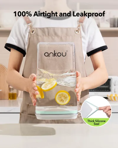 Vista 3 de Ankou Recipiente hermético para almacenamiento de alimentos con tapa a presión y cuchara de 130ml, 4L/1.67qt *2, Recipiente libre de BPA