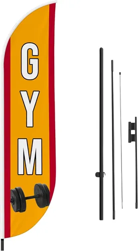 Vista 21 de DreamController - Bandera de plumas de alteraciones (11.5 pies x 2.5 pies) por DreamController para negocios al aire libre con poste adicional