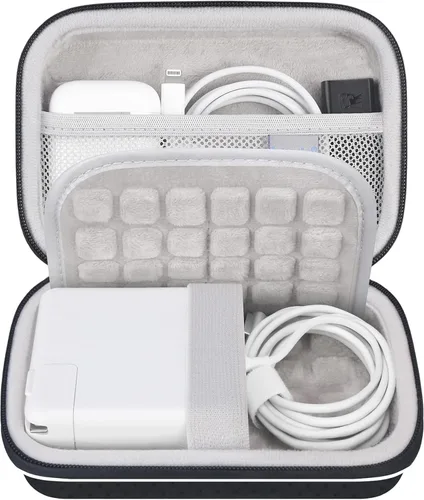 Vista 5 de Lacdo Funda rígida de transporte para MacBook Pro Air MagSafe/MagSafe 2 adaptador de corriente, cargador iPhone13/13 Pro, concentrador USB-C