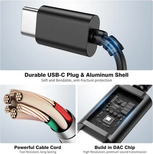 Vista 3 de Auriculares USB C con cable para Google Pixel 10 9 Pro para iPhone 17 16 15 Pro Max/iPad de 10ª generación para Galaxy S26 Tipo C Auriculares