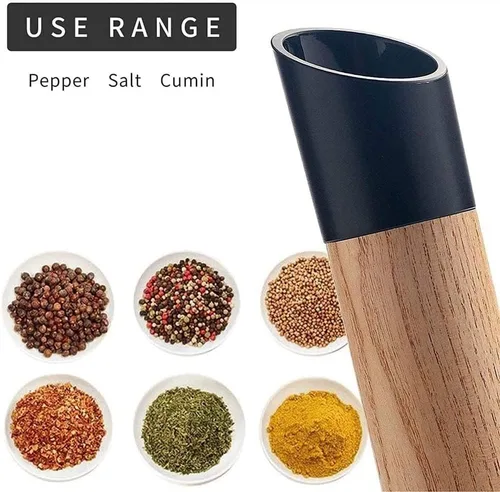 Vista 4 de Molinillo de pimienta, juego de molinillos de sal y pimienta de madera, molinillo de sal manual, juegos de molinillo de pimienta recargable, rotor