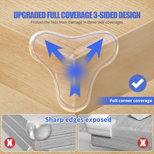 Vista 2 de Paquete de 8 protectores de esquina transparentes grandes para muebles a prueba de bebés, protectores de borde de mesa y parachoques
