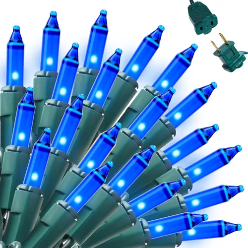 Vista 11 de JOIEDOMI Tira de luces rosas para interiores, luces de Navidad de 42.8 pies para exteriores, 200 (2 x 100) luces de hadas de alambre verde