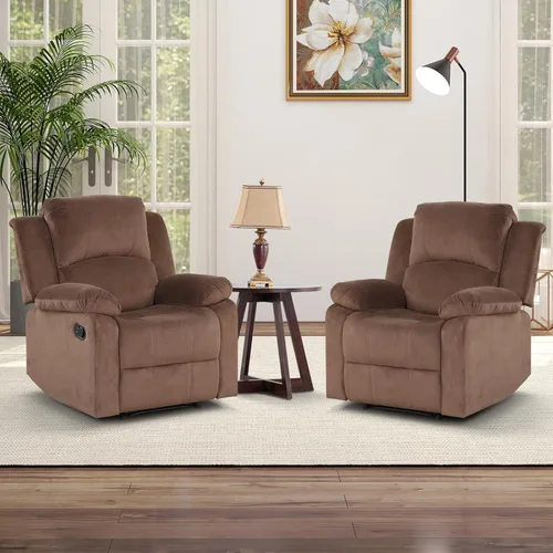 Vista 8 de CANMOV Silla Reclinable Manual, Silla Sofá Reclinable Individual de Tela Suave Acolchada para Sala de Estar, Mecanismo Reclinable Resistente