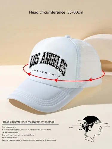 Vista 4 de WDIRARA Gorra de béisbol con estampado gráfico de letras para hombre, gorra de camionero ajustable para deportes al aire libre, Blanco