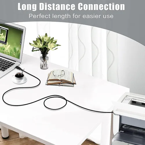 Vista 2 de Impresora negra de 3 pies USB 2.0, cable de transferencia de PC A a B dispositivo macho compatible con impresora HP Smart Tank 5101 todo en uno