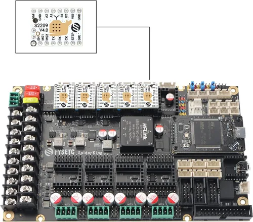 Vista 4 de FYSETC Piezas de impresora 3D, 5 unidades de actualización Stepstick silencio S2209 V4.0 controlador de motor paso a paso modo UART con disipador