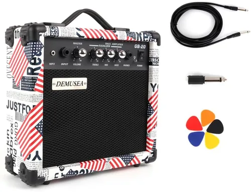 Vista 10 de Amplificador de Guitarra Eléctrica de Bajo de 20 W en Negro, Portátil, Mini, Práctico, con Jack para Auriculares, Entrada Auxiliar, Control