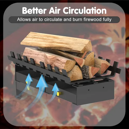 Vista 6 de Air Jade Rejilla de chimenea, rejilla de chimenea resistente de 20 pulgadas de ancho con bandeja de chimenea, rejilla de leña para chimenea