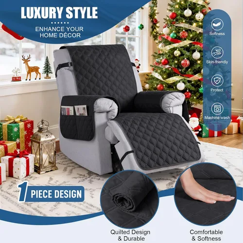 Vista 2 de TAOCOCO Fundas reclinables 100% impermeables, con correas para las piernas, funda de sofá reclinable reversible para silla reclinable, protector