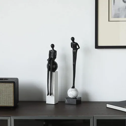 Vista 6 de chinese feng shui statue sculpture Marble Character Desktop Decoration Living Room Lamp Luxury High-end Wine Cabinet Creative Home Desktop