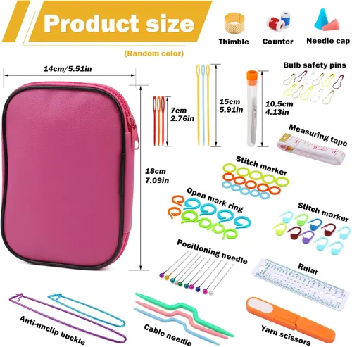 Vista 2 de Pnytty Juego completo de ganchos de ganchillo multicolor para principiantes, incluye 100 ganchos ergonómicos de ganchillo, agujas de tejer