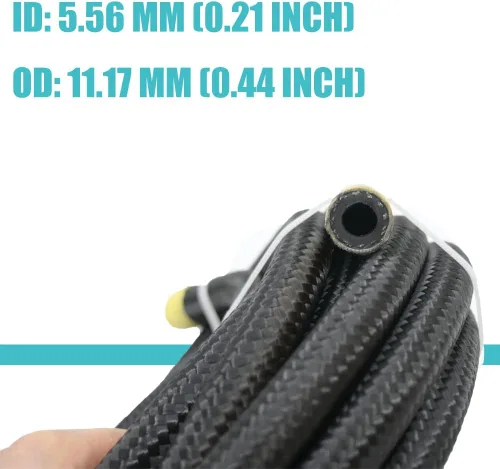 Vista 3 de Línea de combustible de 1/4 pulgadas, manguera de combustible 4AN, líneas de transmisión trenzadas de nailon de acero inoxidable de 10 pies