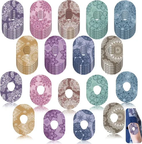 Vista 7 de TrelaCo 36 piezas de cubiertas impermeables para sensores compatibles con Libre 2 parches adhesivos transpirables mandala floral precortados