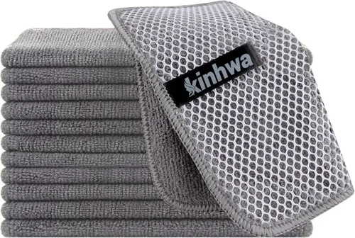 Vista 14 de KinHwa Paños de Cocina para Platos de Microfibra Absorbente de Secado Rápido con Lado de Fregado Poly Scour Ideal para Limpieza de Cocina