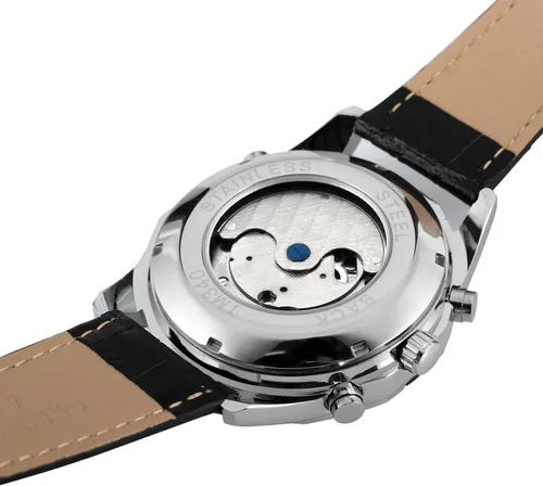 Vista 2 de Forsining Reloj automático original de cuerda automática Tourbillion calendario correa de cuero FSG340M3T1 para hombre, Negro -, Multifunción