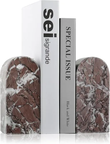 Vista 13 de Koville Sujetalibros de mármol de lujo para estantes, extremos decorativos de libros de piedra, soportes de libros de mármol de alta resistencia