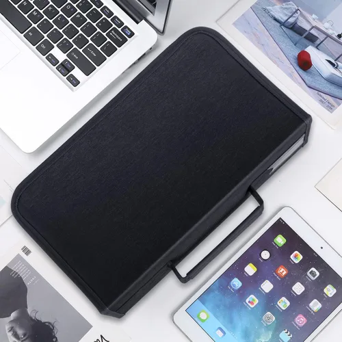 Vista 5 de Siveit Funda para CD y DVD, estuche para CD/DVD, capacidad de 128 unidades, organizador de CD, carpeta de CD, cartera portátil de CD para viajes