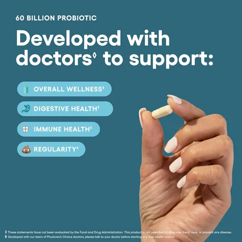 Vista 2 de Physician's CHOICE - Paquete óptimo para la salud intestinal: 60 mil millones de probióticos 60ct + enzima digestiva 180ct para comodidad digestiva
