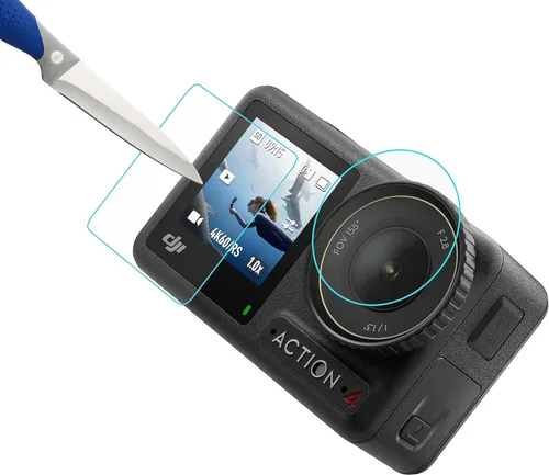 Vista 4 de Mr.Shield [Espalda+Lente+Frontal] Paquete de 3 [9 piezas] Protector de pantalla para DJI Osmo Action 4 [Vidrio templado]