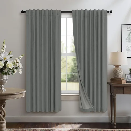 Vista 16 de Pitalk Cortinas cortas 100% opacas de lino para cafetería, 40 pulgadas de largo, 2 paneles, cortinas de puerta francesa para ventana, cortina